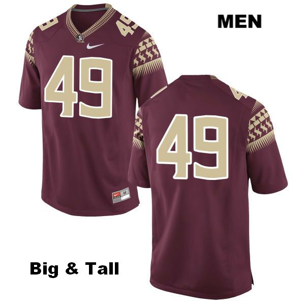 Men's NCAA Nike Florida State Seminoles #49 Cedric Wood College Big & Tall No Name Red Stitched Authentic Football Jersey MOM4369EO